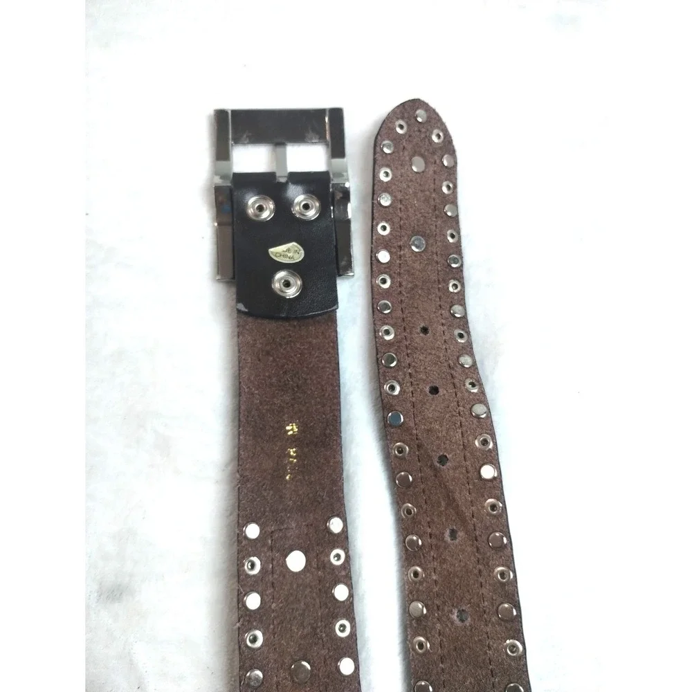Leopard Print Rhinestone Studded Belt Faux Fur Western Glam Black‎ Brown 44.5in